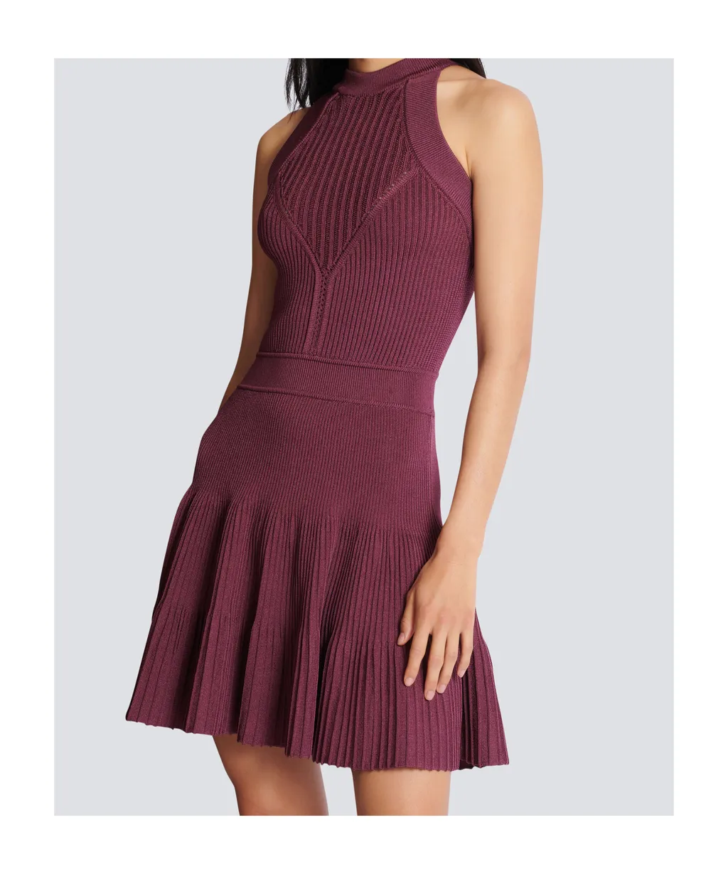 Sleeveless Flared Dress In Openwork Knit