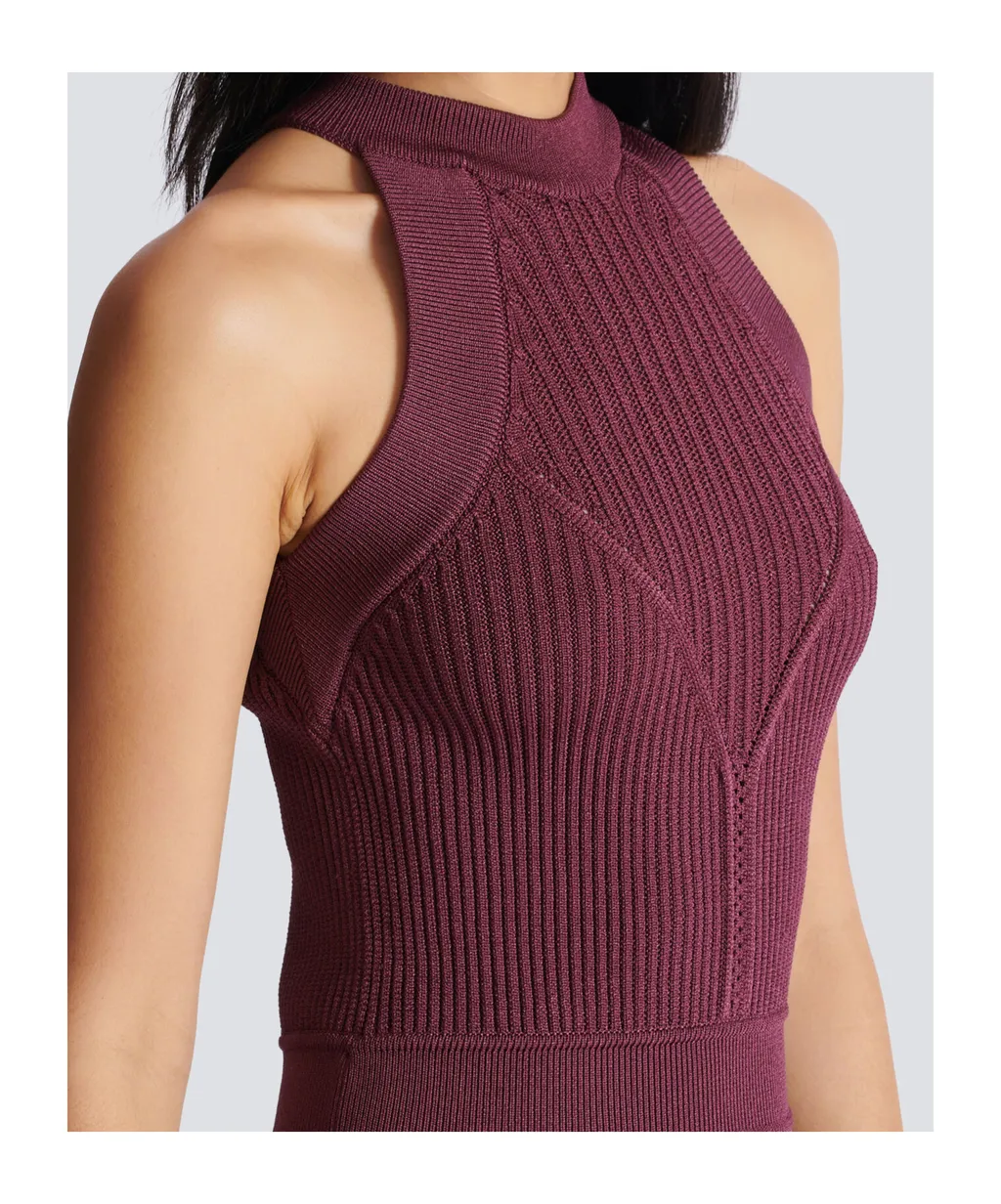 Sleeveless Flared Dress In Openwork Knit