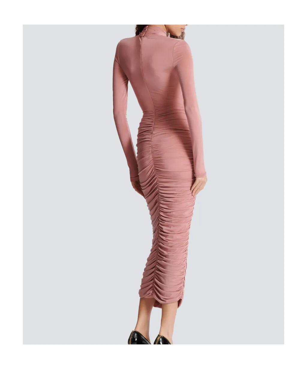 Pleated Jersey Midi Dress
