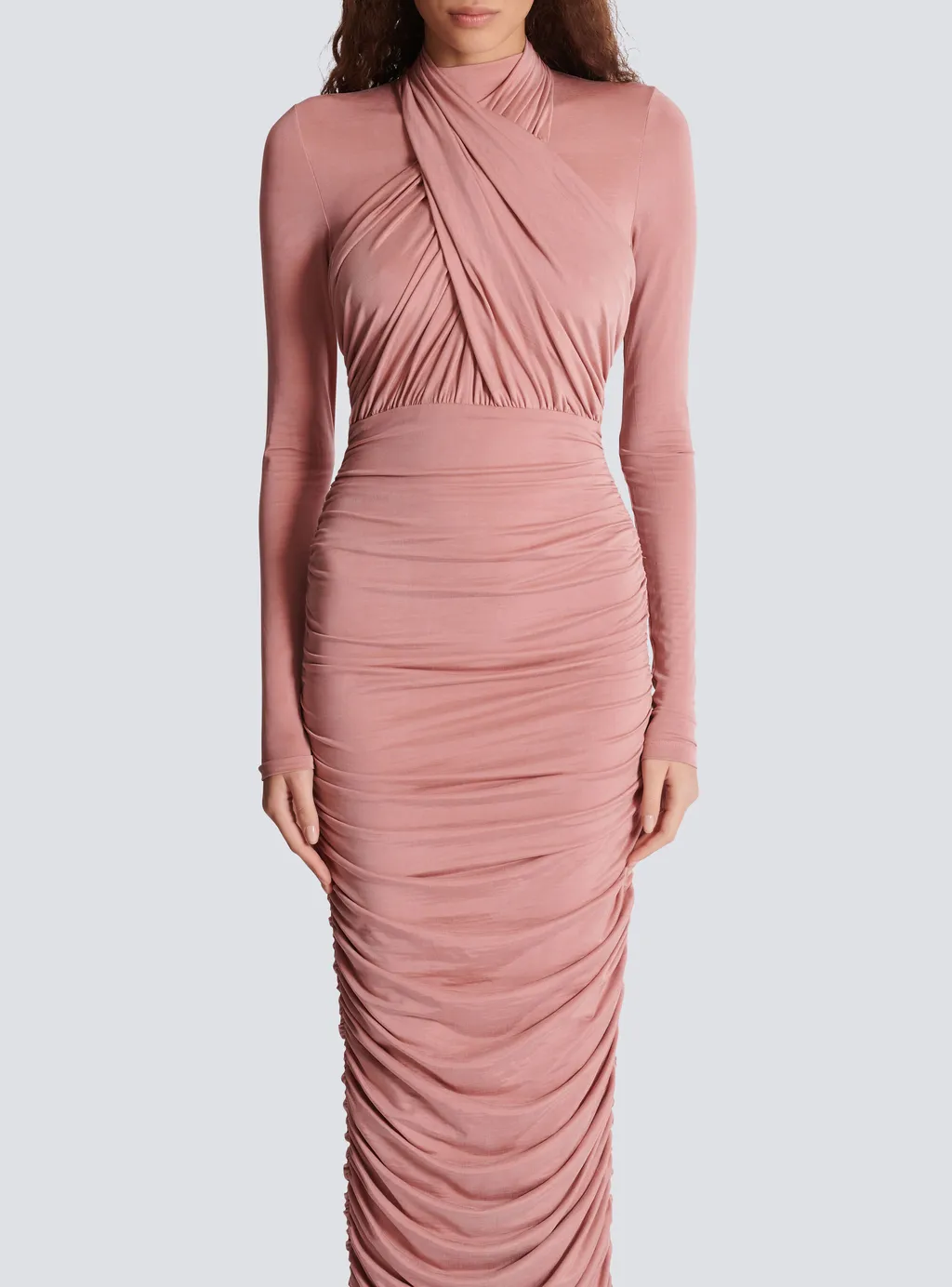 Pleated Jersey Midi Dress