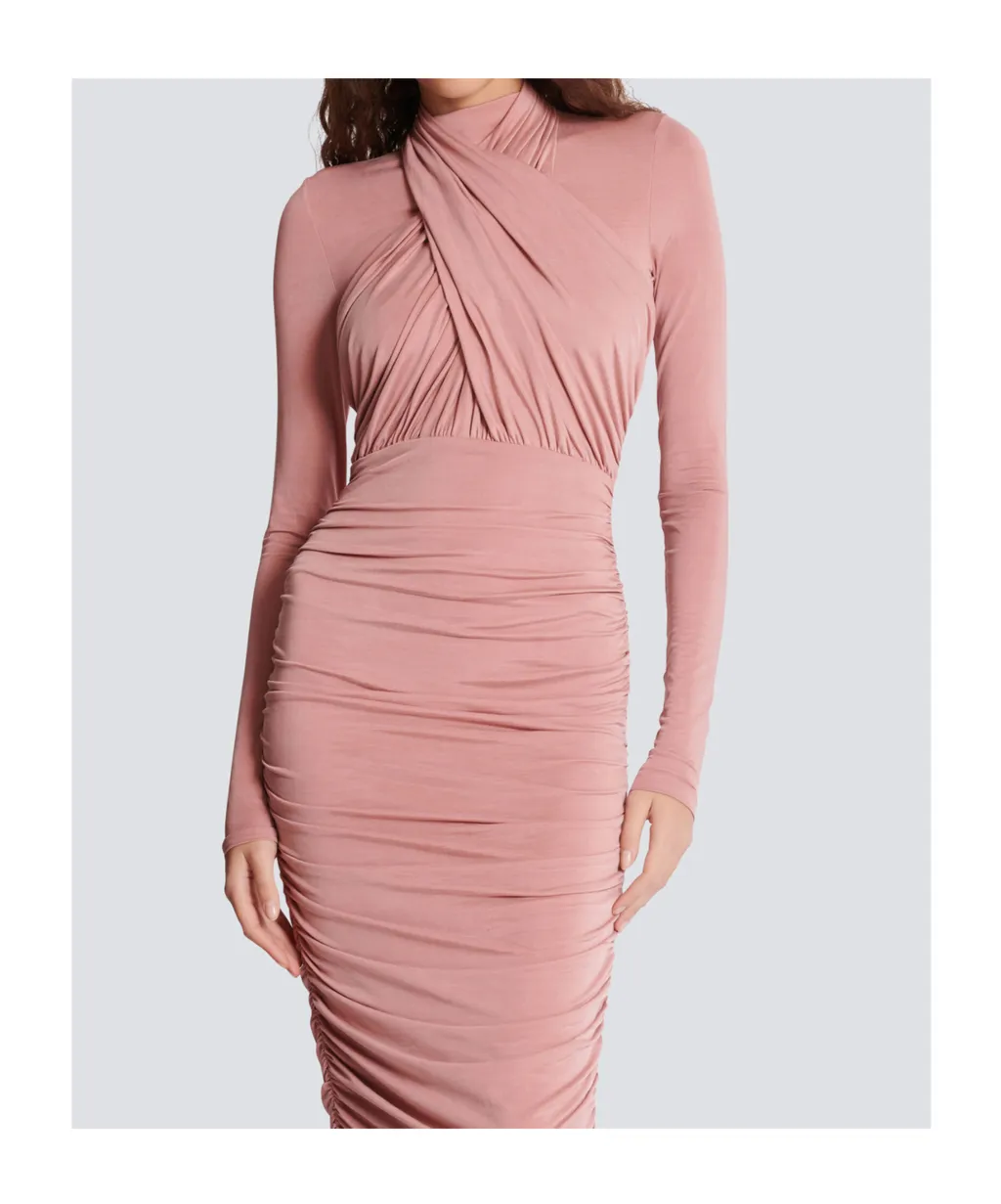 Pleated Jersey Midi Dress