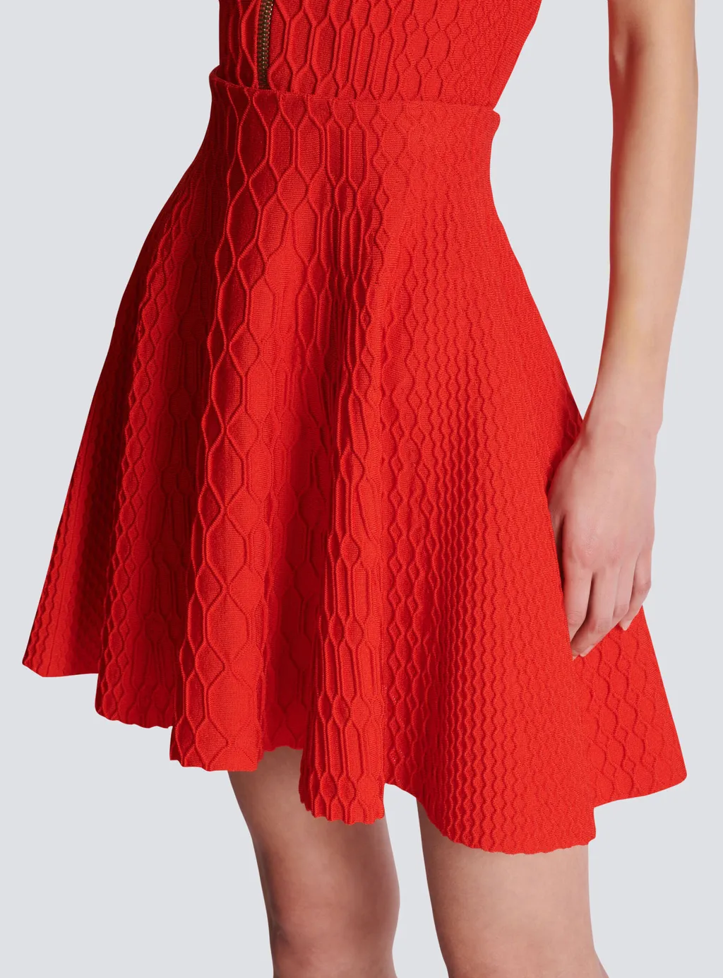 Flared Crocodile-Knit Skirt