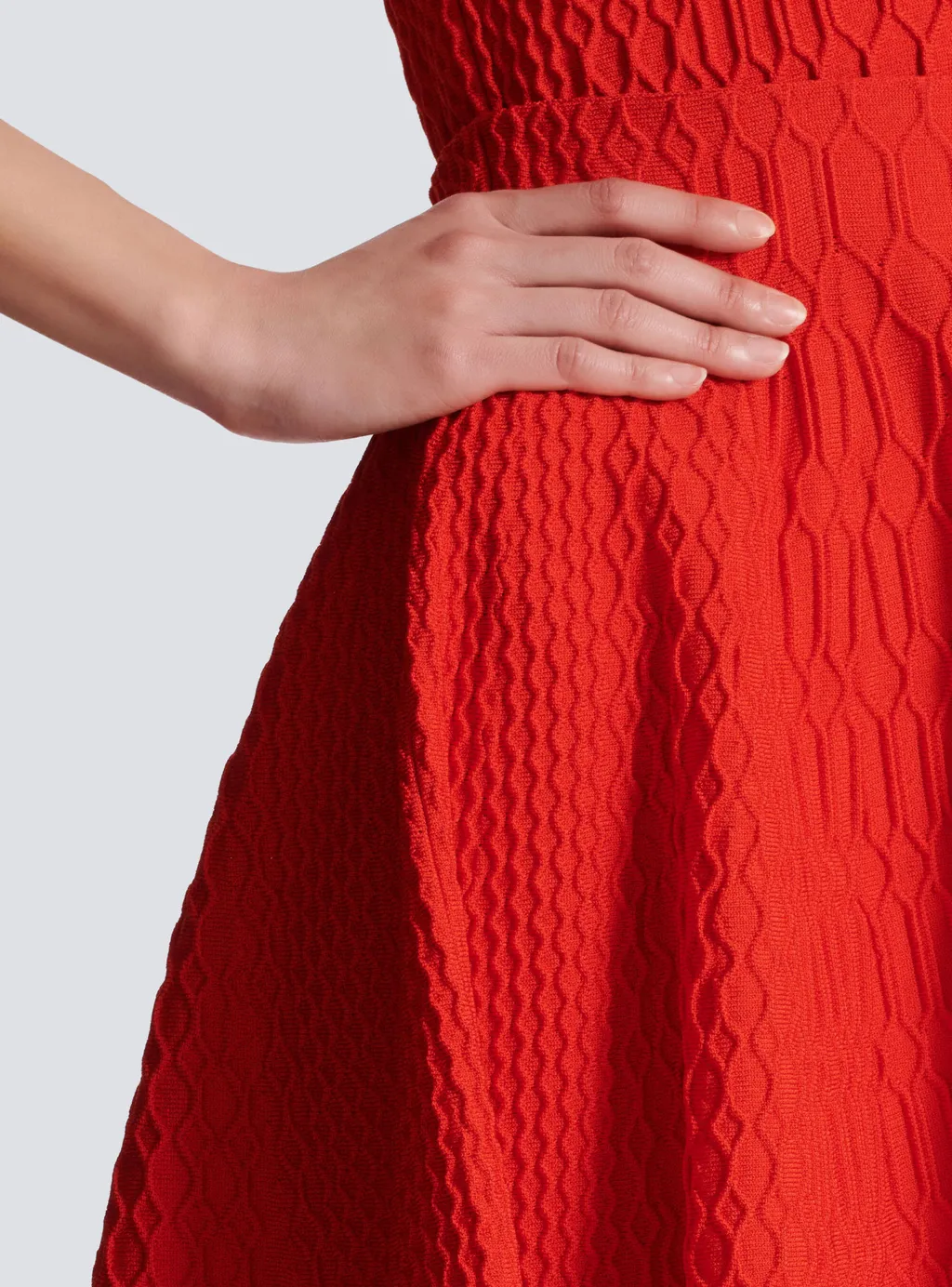 Flared Crocodile-Knit Skirt
