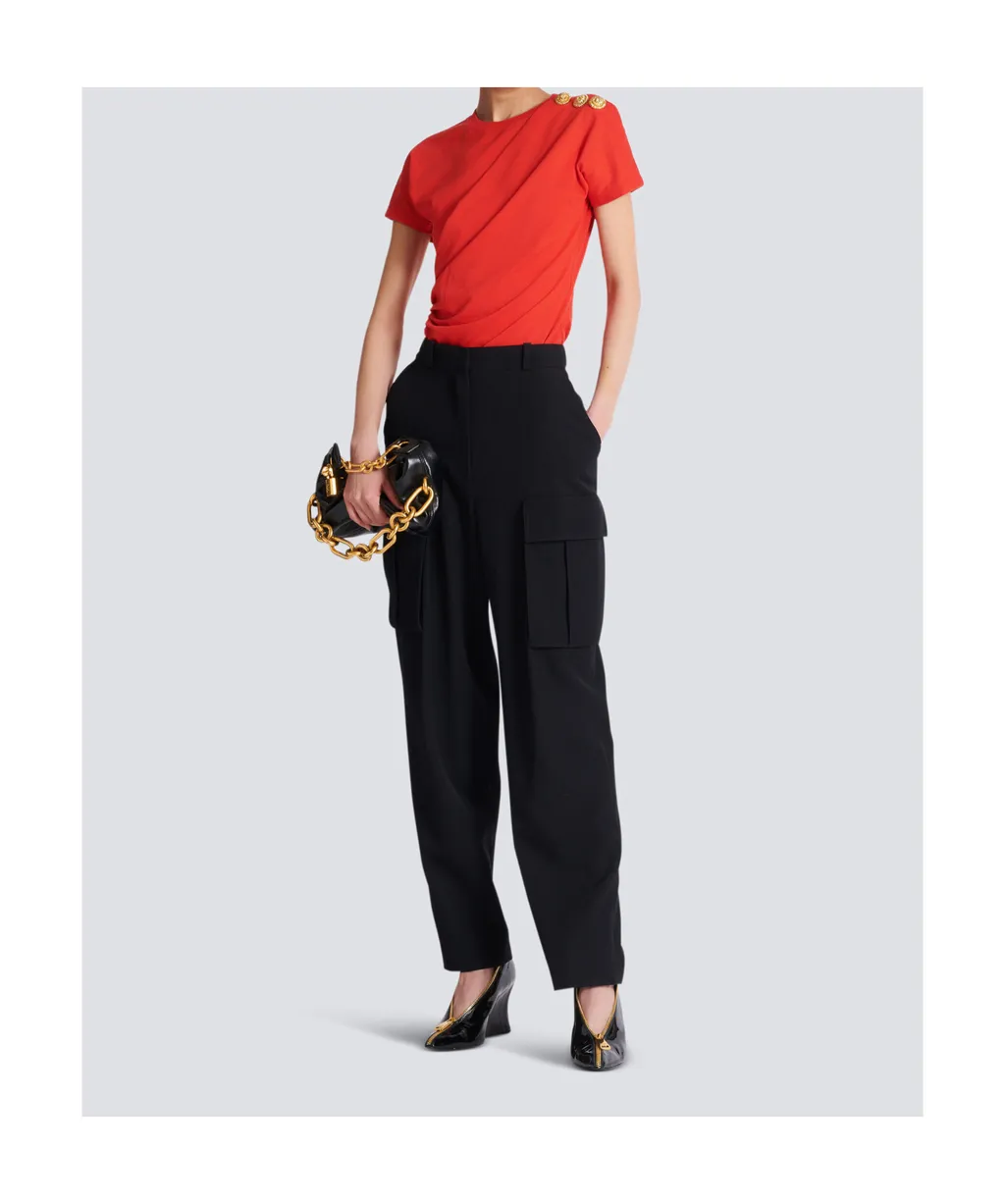 Short-Sleeved Draped Jersey T-Shirt
