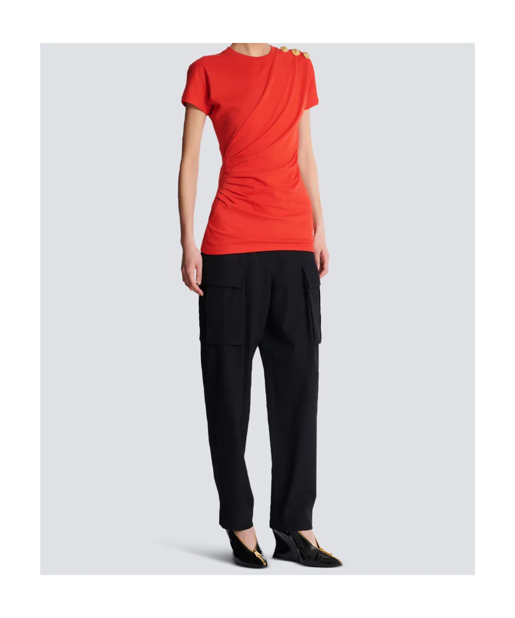 Short-Sleeved Draped Jersey T-Shirt