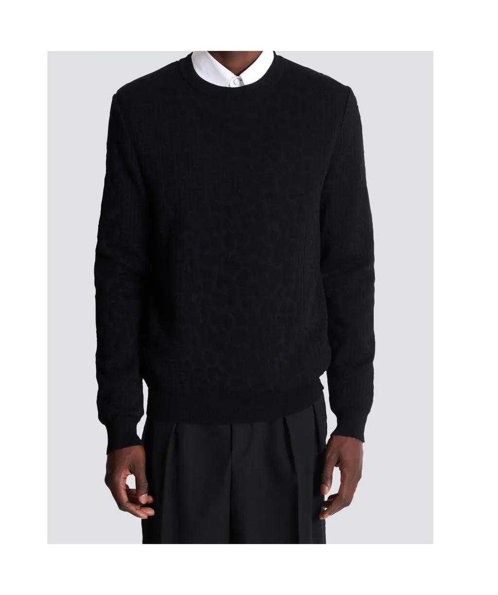 Monogram Knit And Leopard Pattern Jumper
