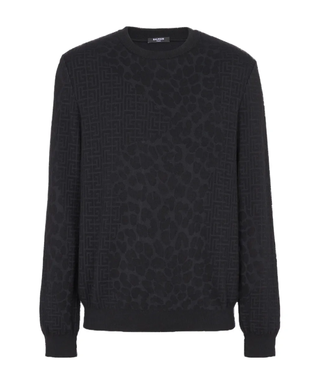 Monogram Knit And Leopard Pattern Jumper