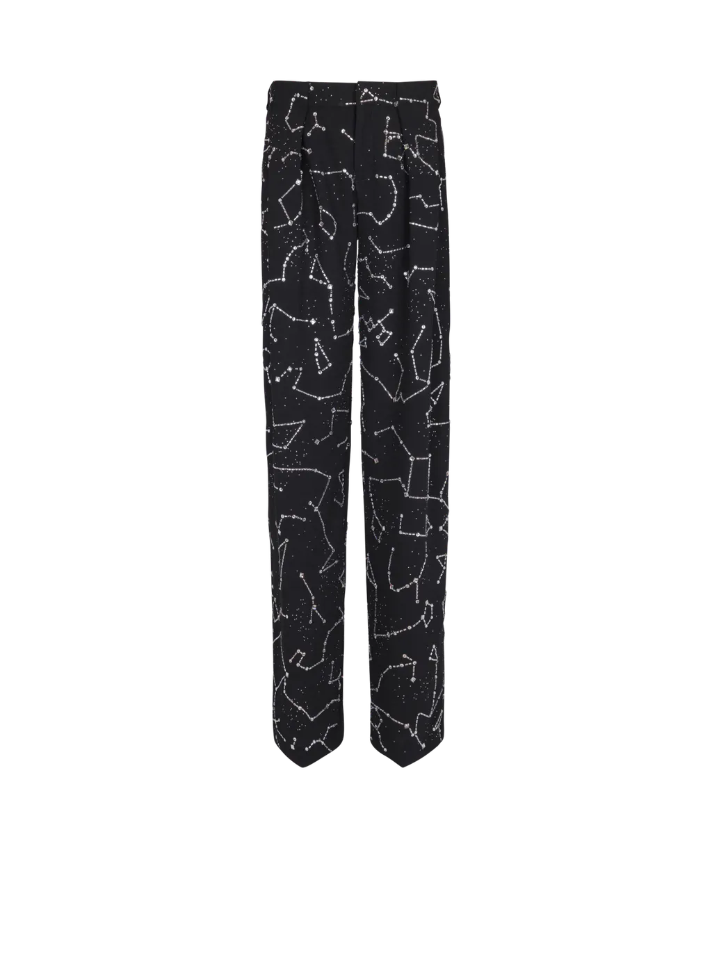 Crepe Trousers With Rhinestone Constellation Motif