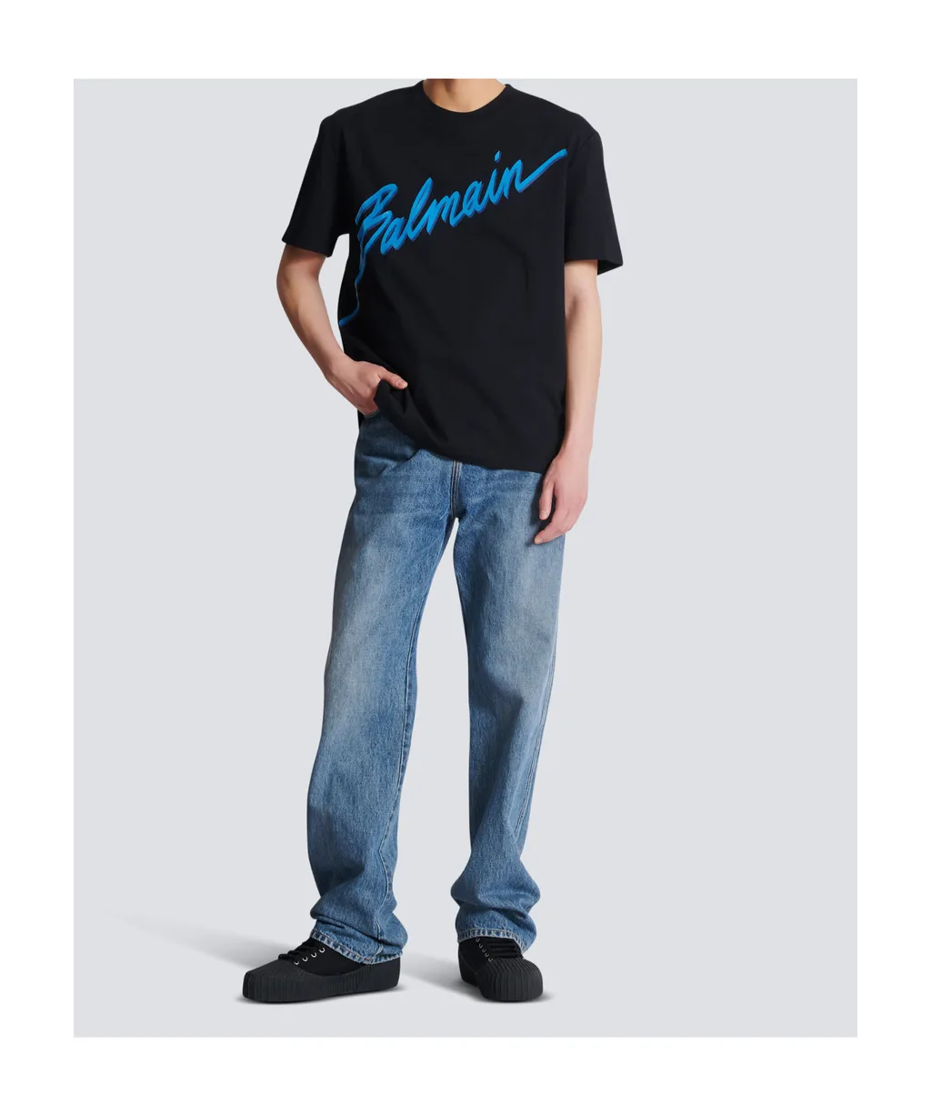 Balmain Lettre Flocked T-Shirt
