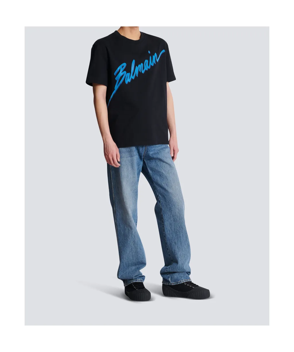 Balmain Lettre Flocked T-Shirt