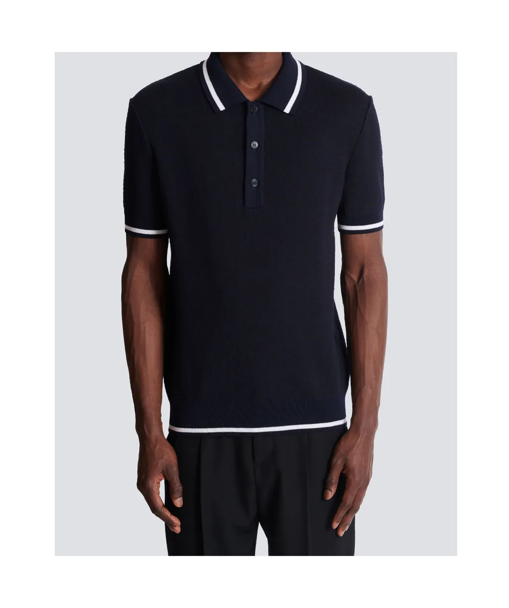 Monogrammed Merino Wool Polo Shirt