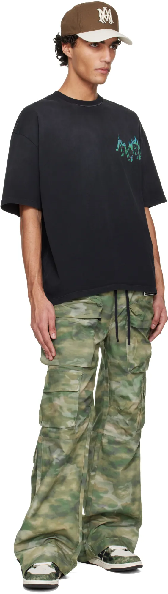 Amiri Logo Flames Crewneck T-Shirt