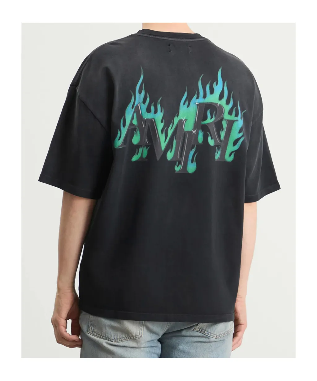 Amiri Logo Flames Crewneck T-Shirt