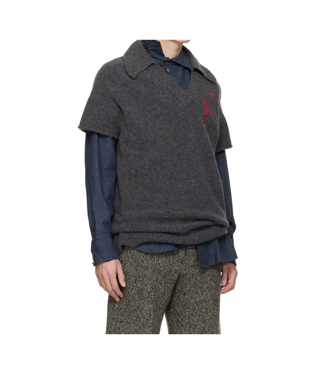 Wool And Cashmere Blend Logo Vest
