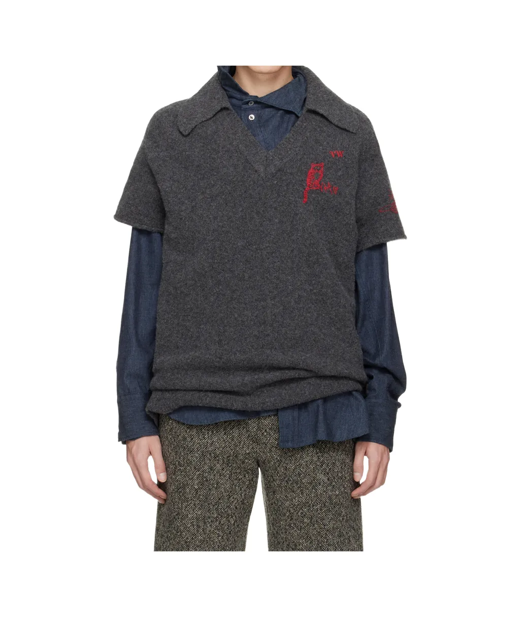 Wool And Cashmere Blend Logo Vest
