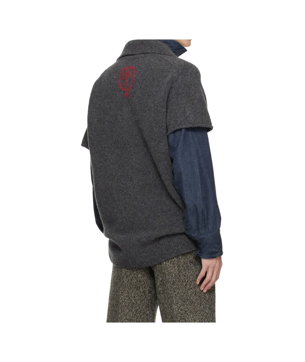 Wool And Cashmere Blend Logo Vest