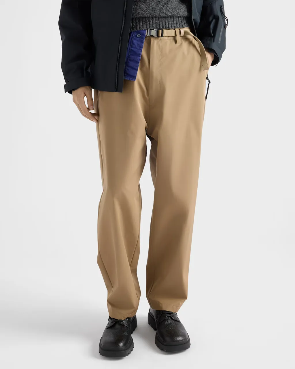 Prada Belted Straight-Leg Pants
