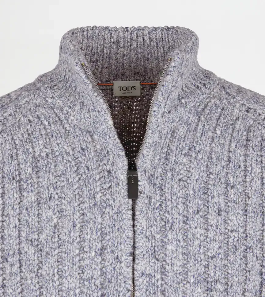 Zip-Up Ribbed Cardigan