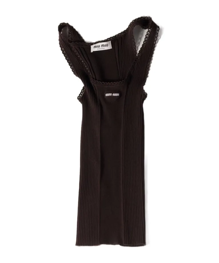 Miu Miu Striped Ribbed Vest