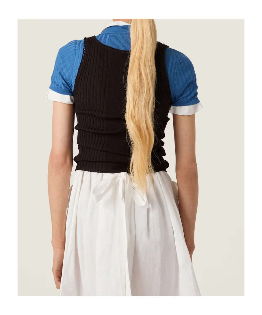 Miu Miu Striped Ribbed Vest