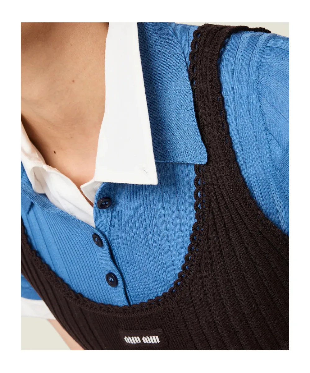 Miu Miu Striped Ribbed Vest