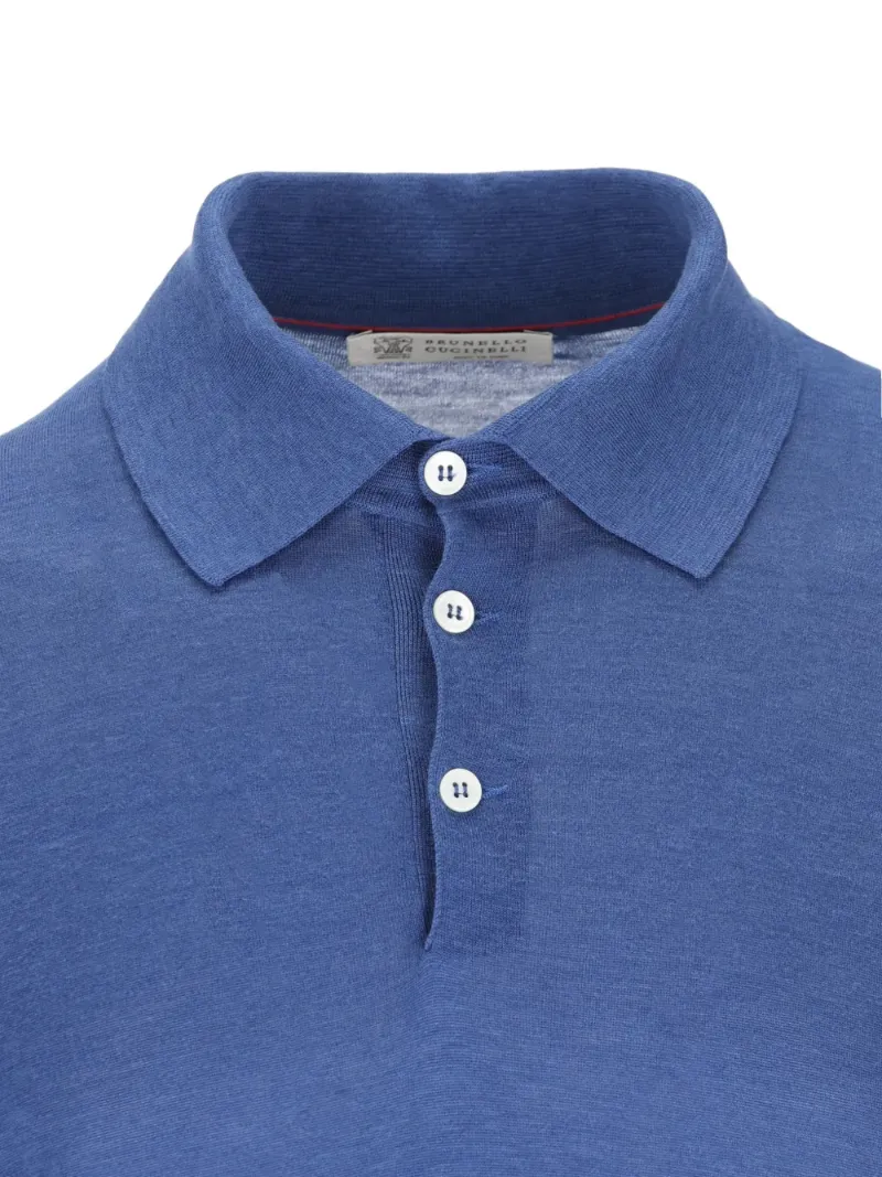 Ribbed-Hem Buttoned Polo Shirt