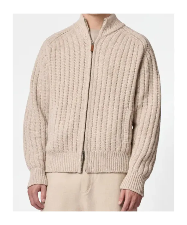 Zip-Up Ribbed Cardigan
