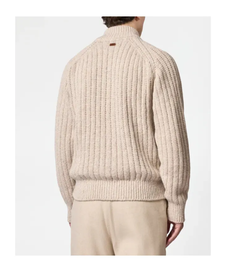 Zip-Up Ribbed Cardigan