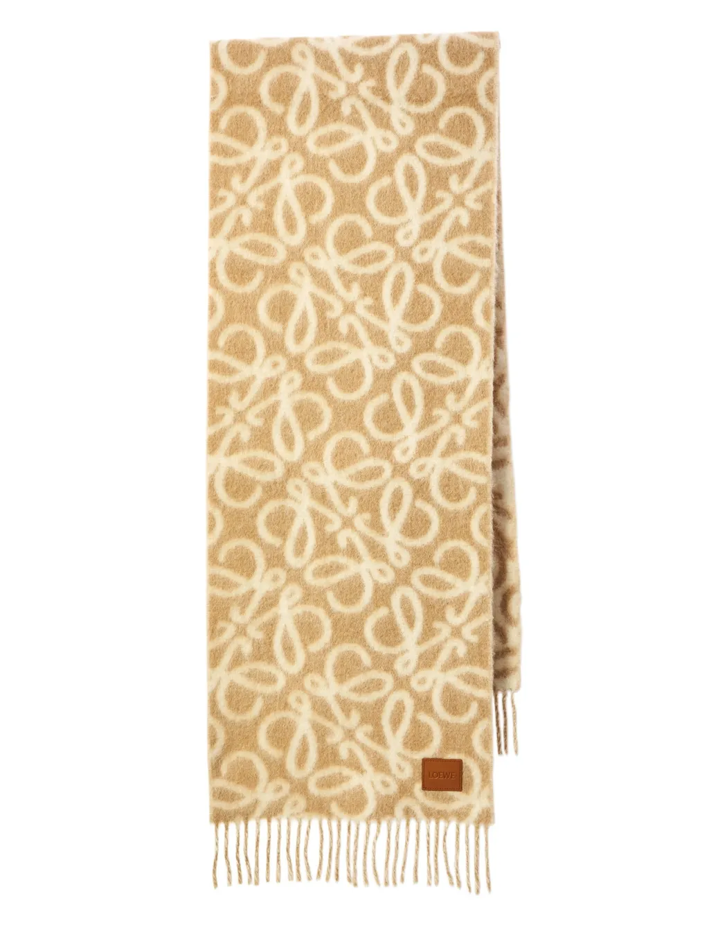 Loewe Anagram Intarsia Fringed Scarf