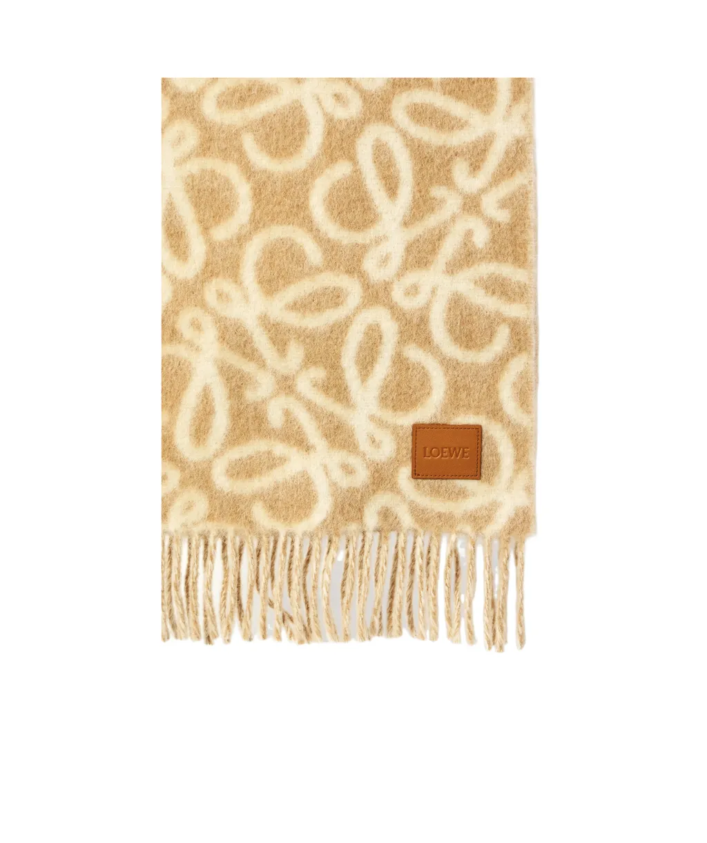 Loewe Anagram Intarsia Fringed Scarf
