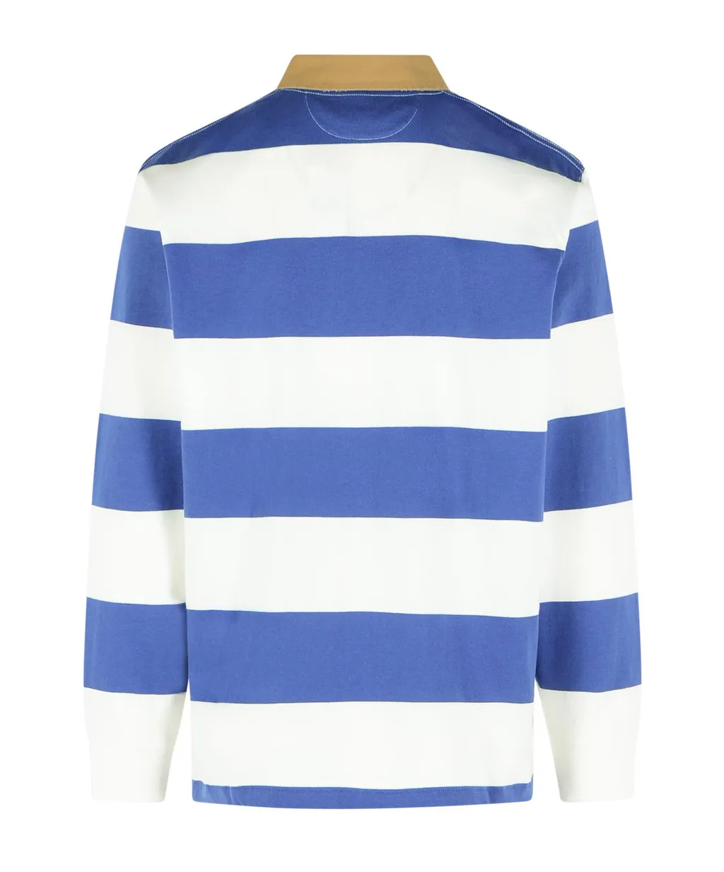 Striped-Pattern Long-Sleeve Polo Shirt