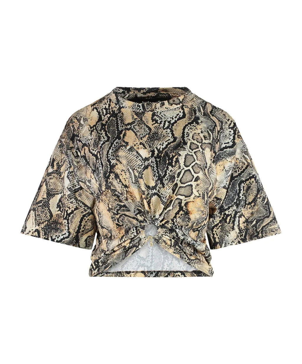 Just Cavalli Snake Print Cropped T-Shirt