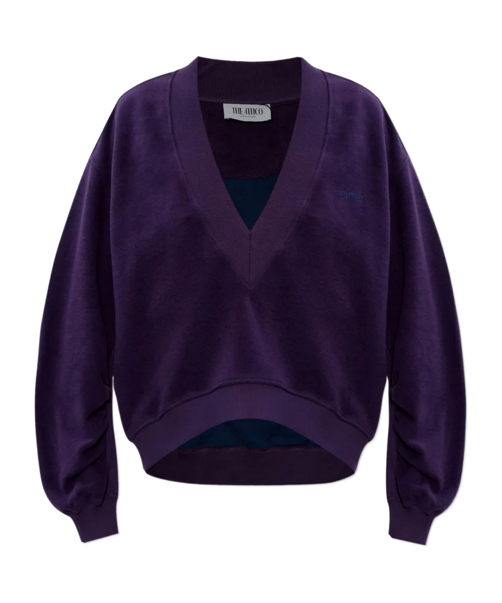 The Attico V-Neck Logo Detail Sweatshirt