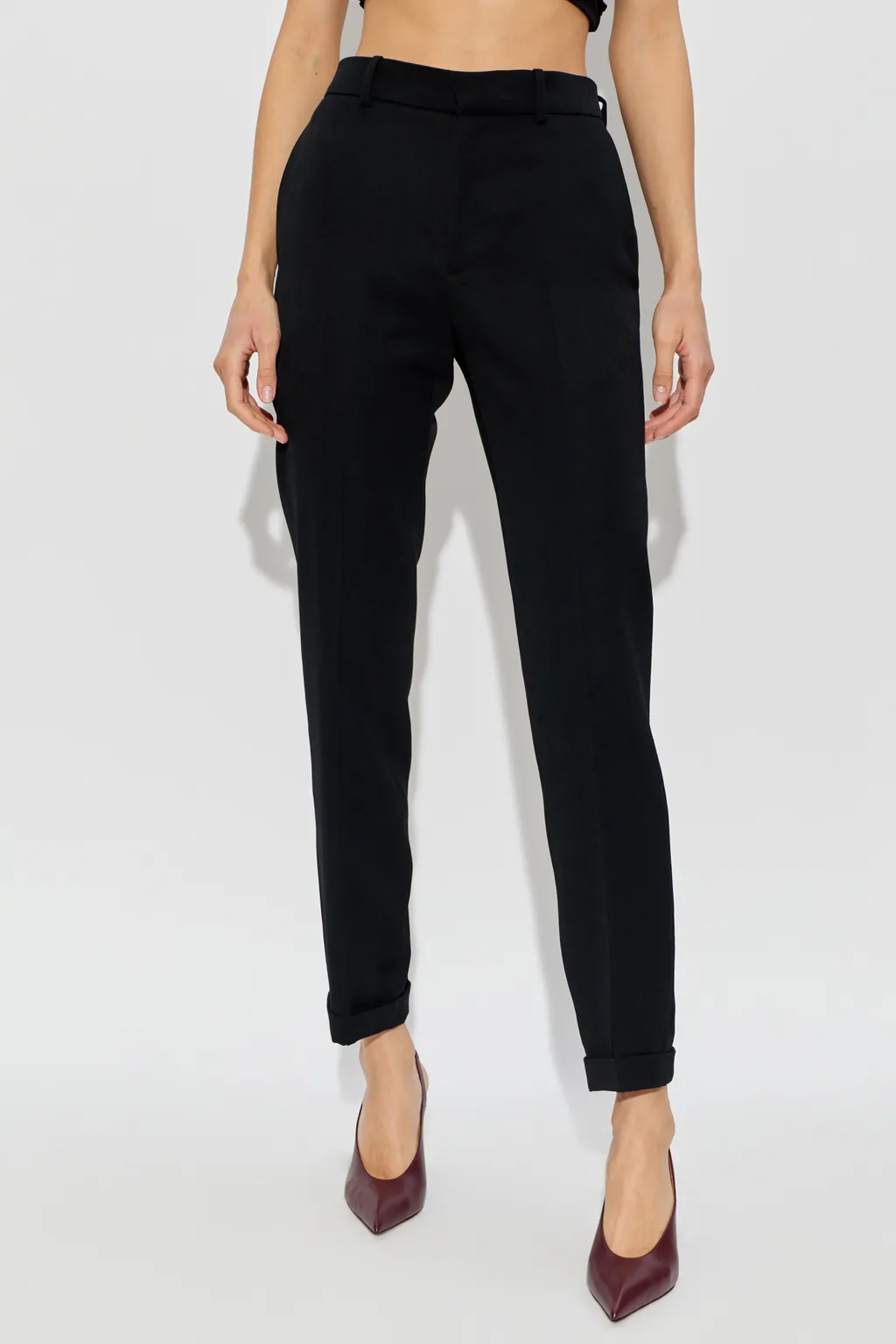 The Attico Turn-Up Hem Belted Trousers
