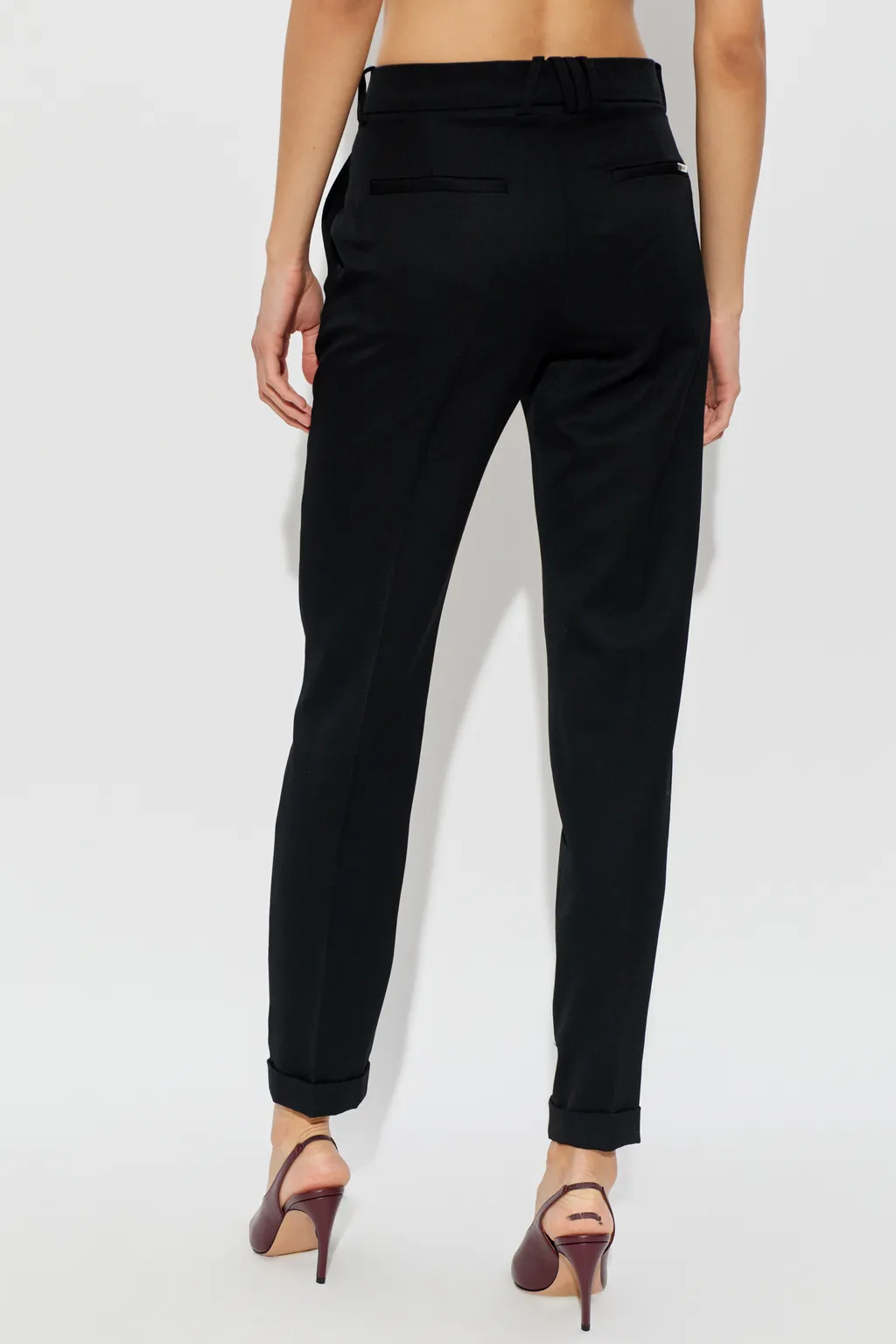 The Attico Turn-Up Hem Belted Trousers