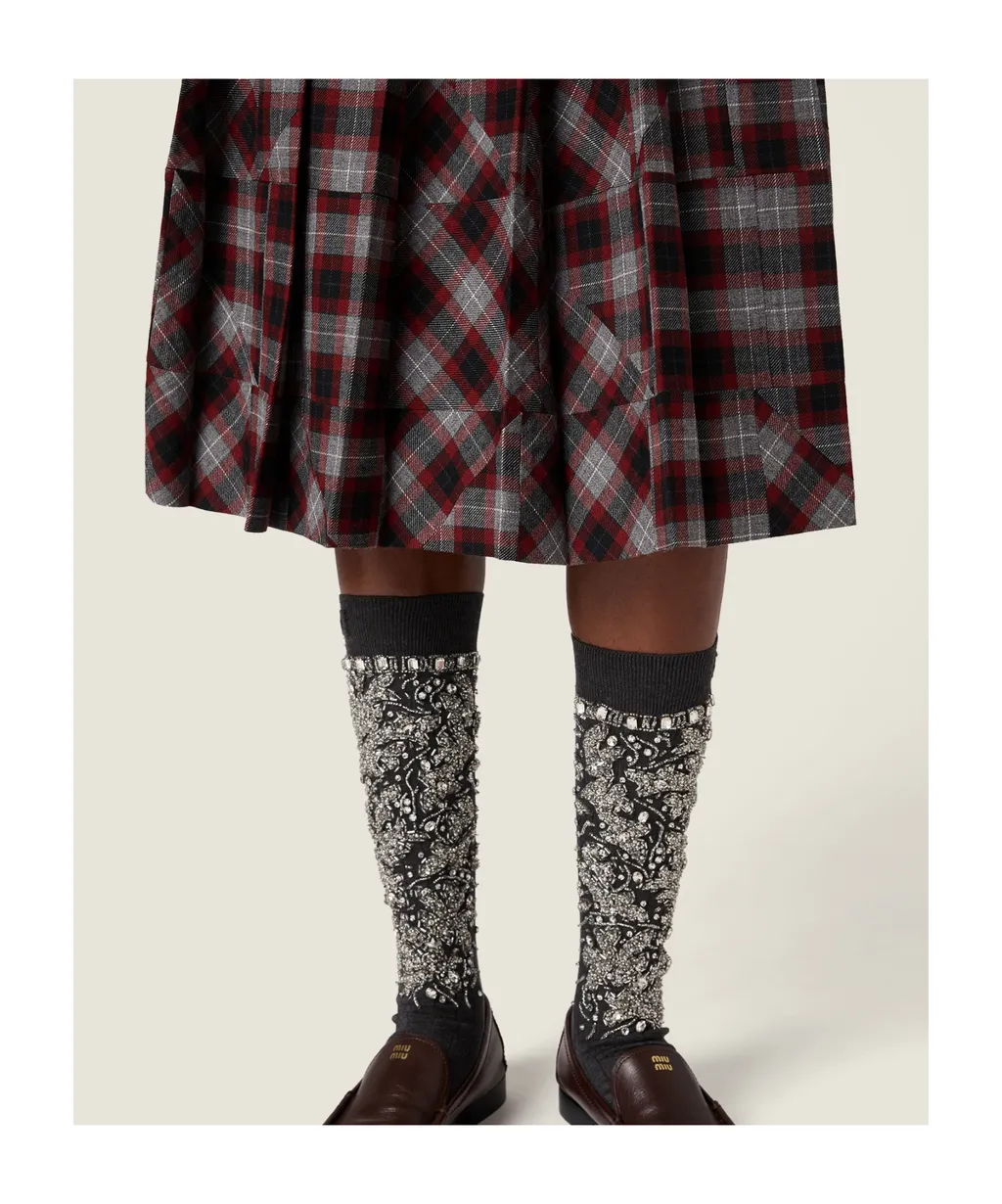 Tartan Patchwork Midi Skirt