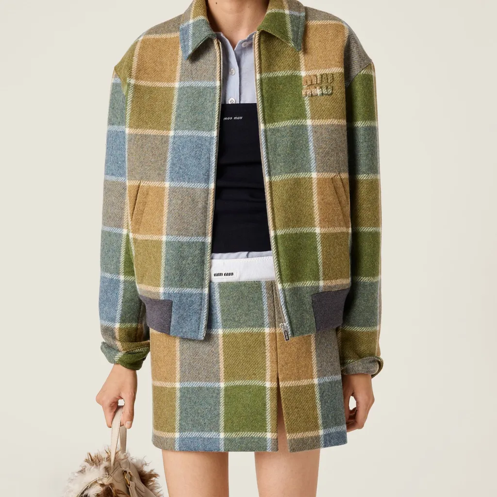 Checked Blouson Jacket