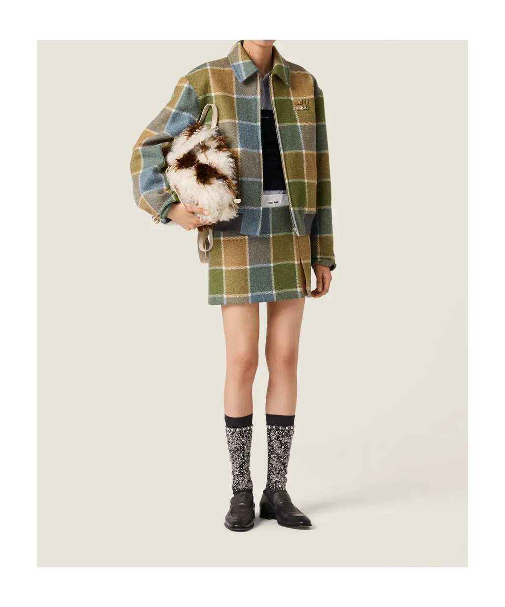 Checked Blouson Jacket