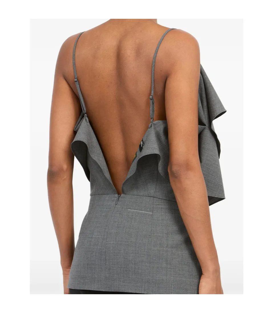 Mm6 Maison Margiela Sleeveless Ruffled Strap Top