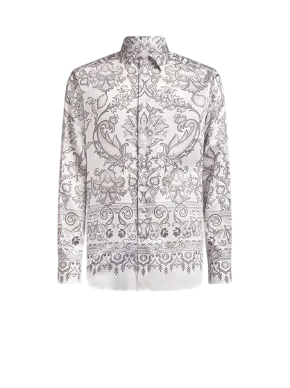 Cotton Shirt With Placed Print