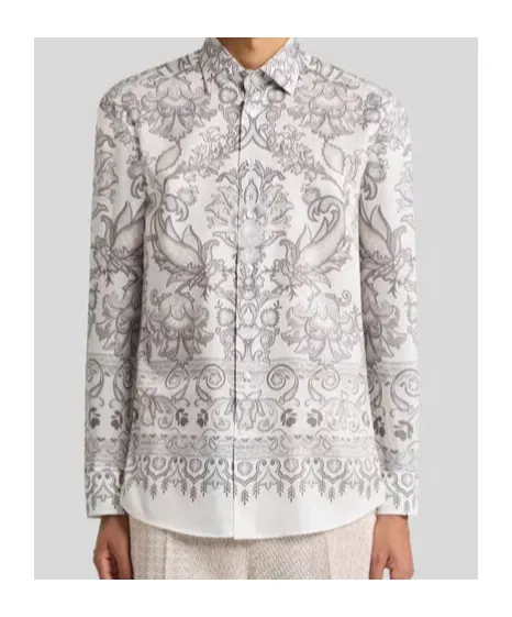 Cotton Shirt With Placed Print