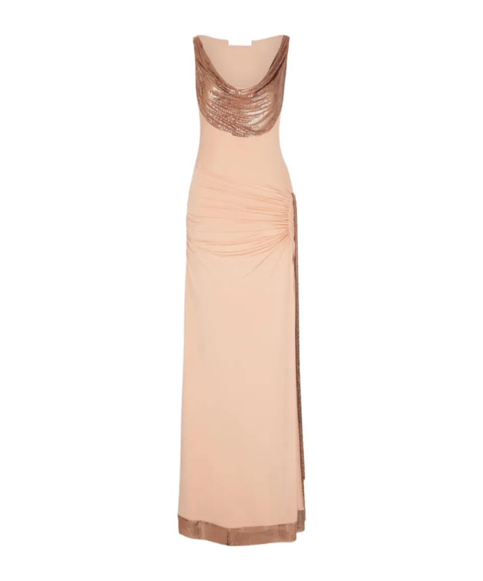 Rabanne Draped Cowl Neck Dress