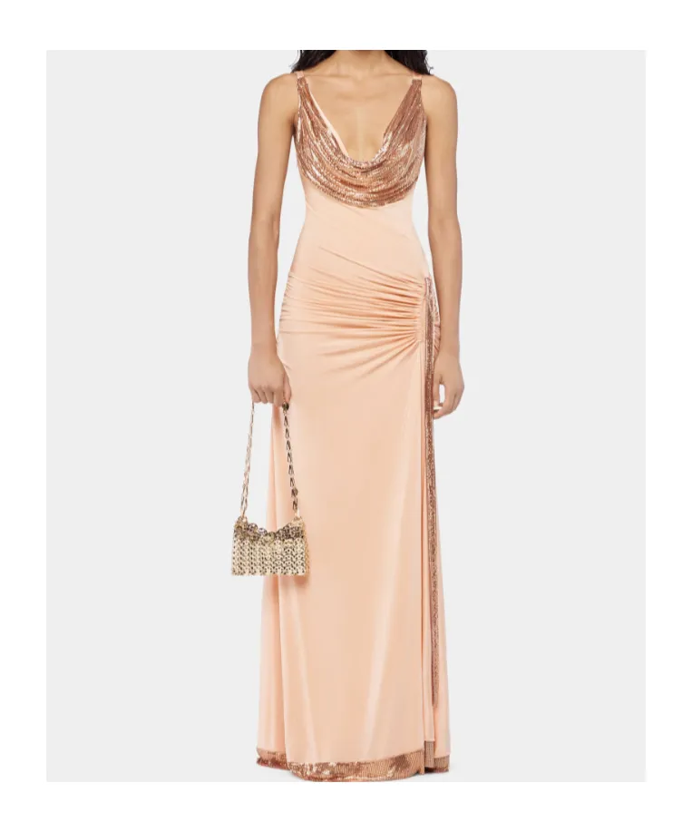 Rabanne Draped Cowl Neck Dress