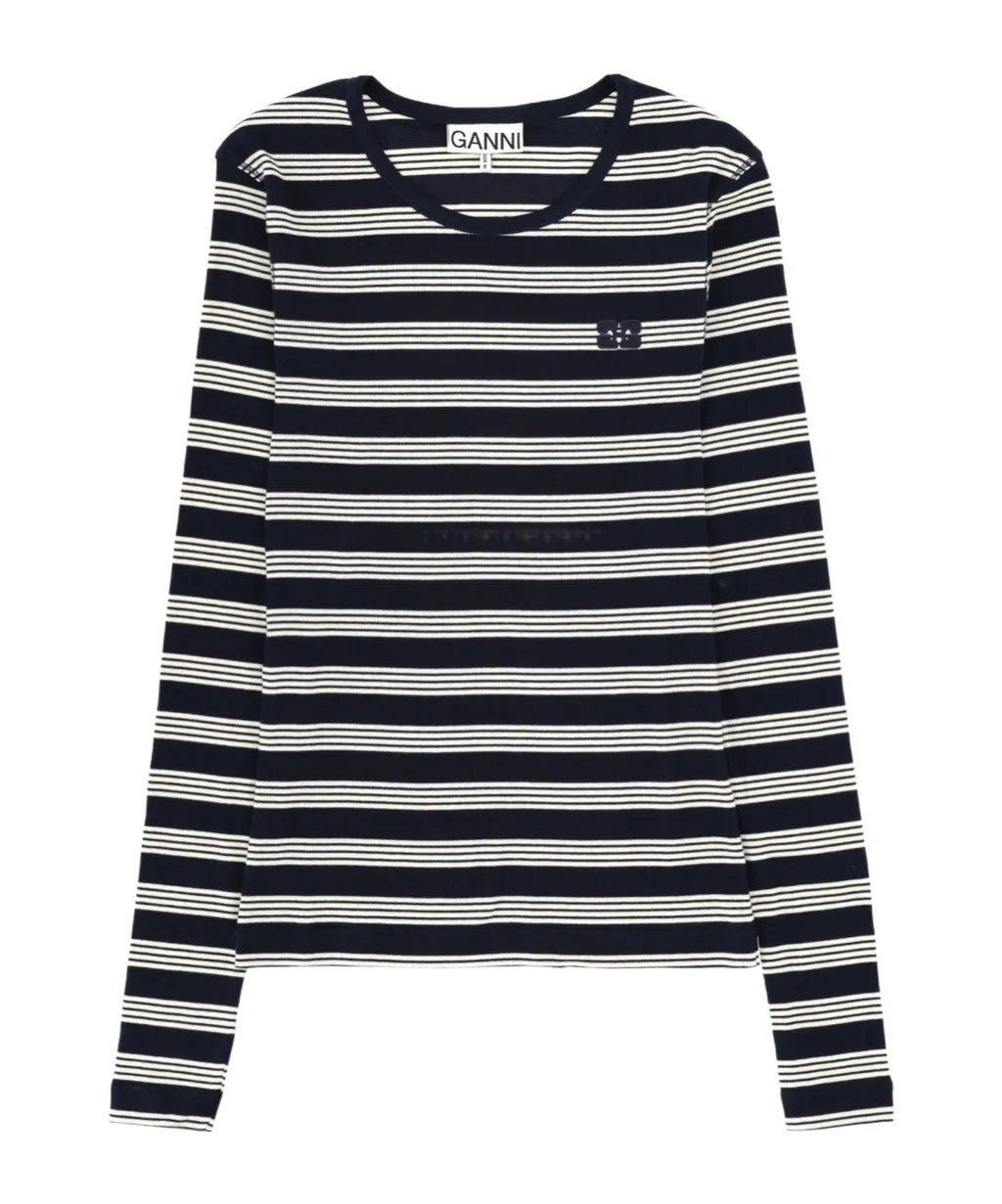 Ganni Stripe Rib Long Sleeved Jumper