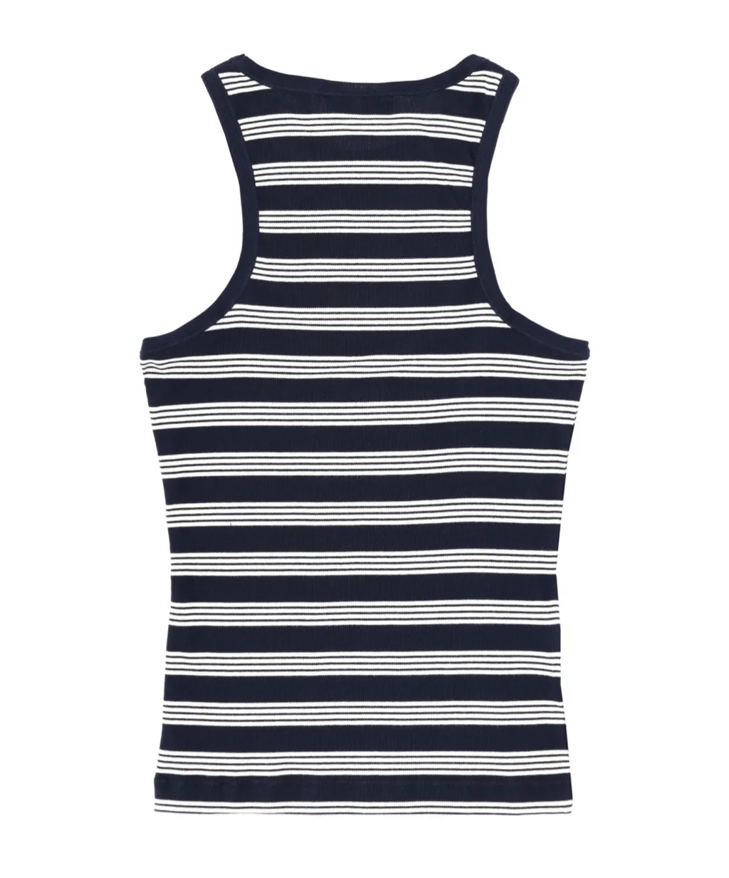 Ganni Sleeveless Striped Ribbed Tank Top