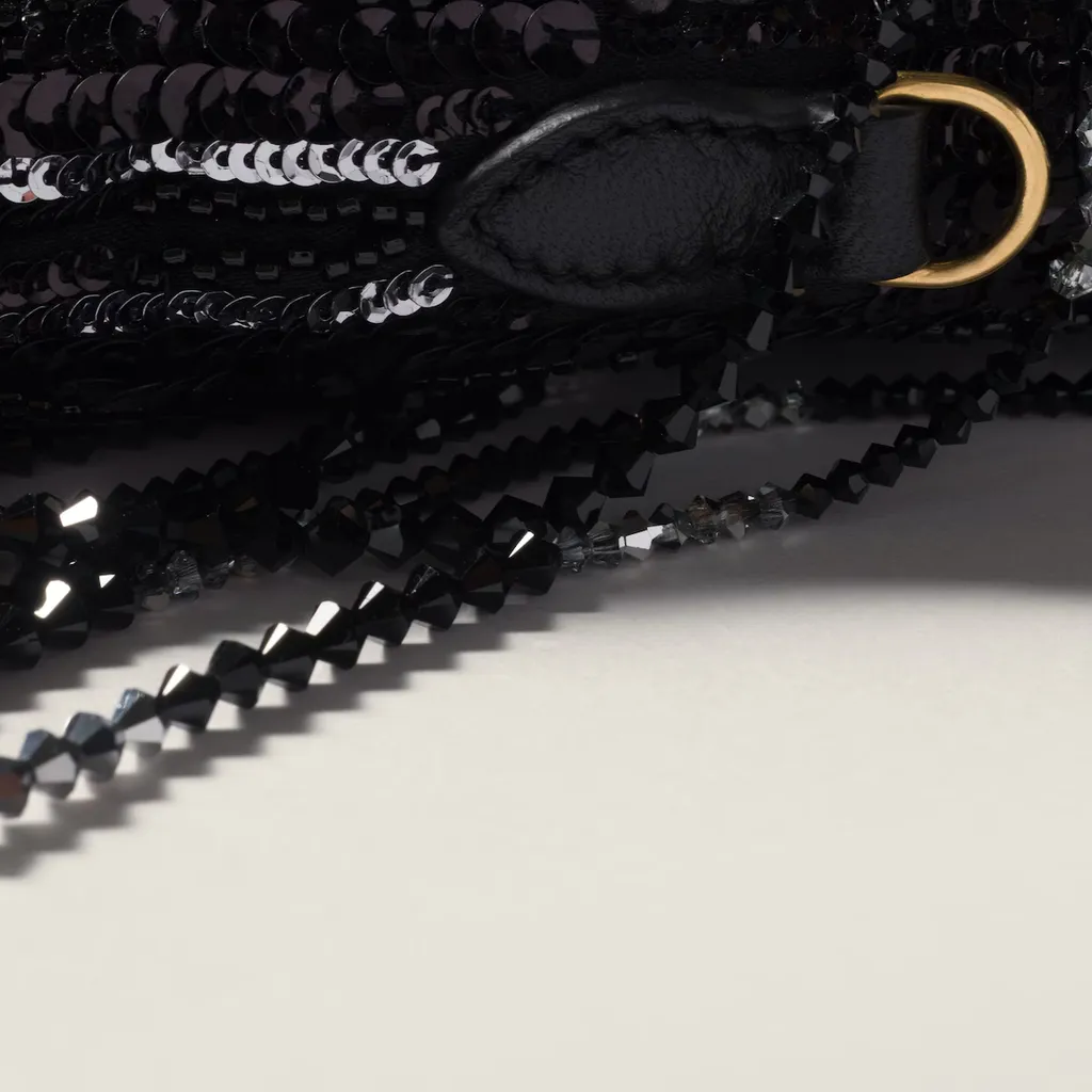Ivy Satin Handbag With Crystal And Sequin Fringe