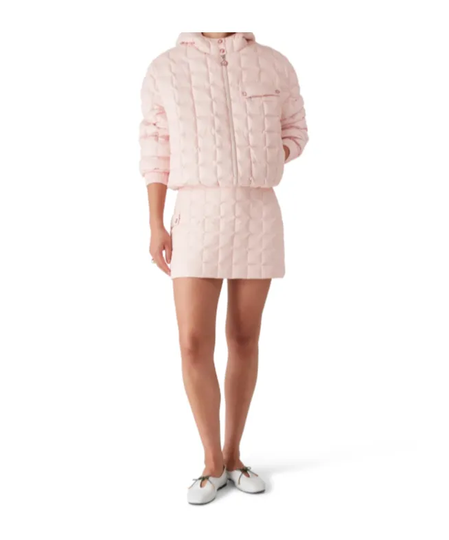 Nylon Quilted Mini Skirt