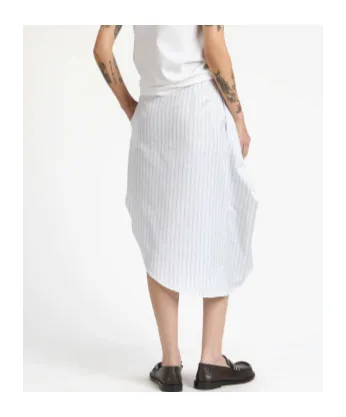 Asymmetric Draped Skirt In White & Blue