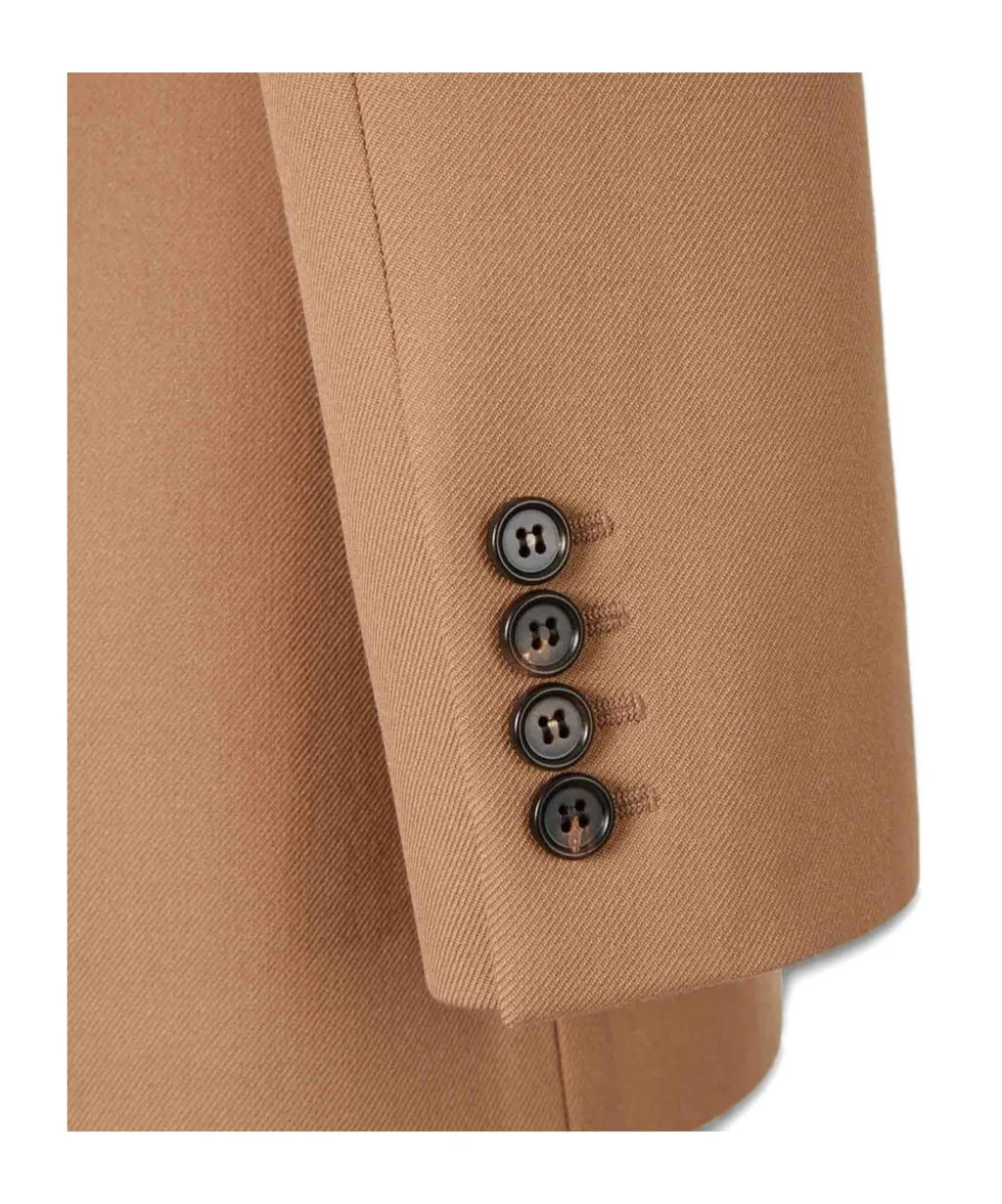 Peak-Lapel Button Wool Blazer