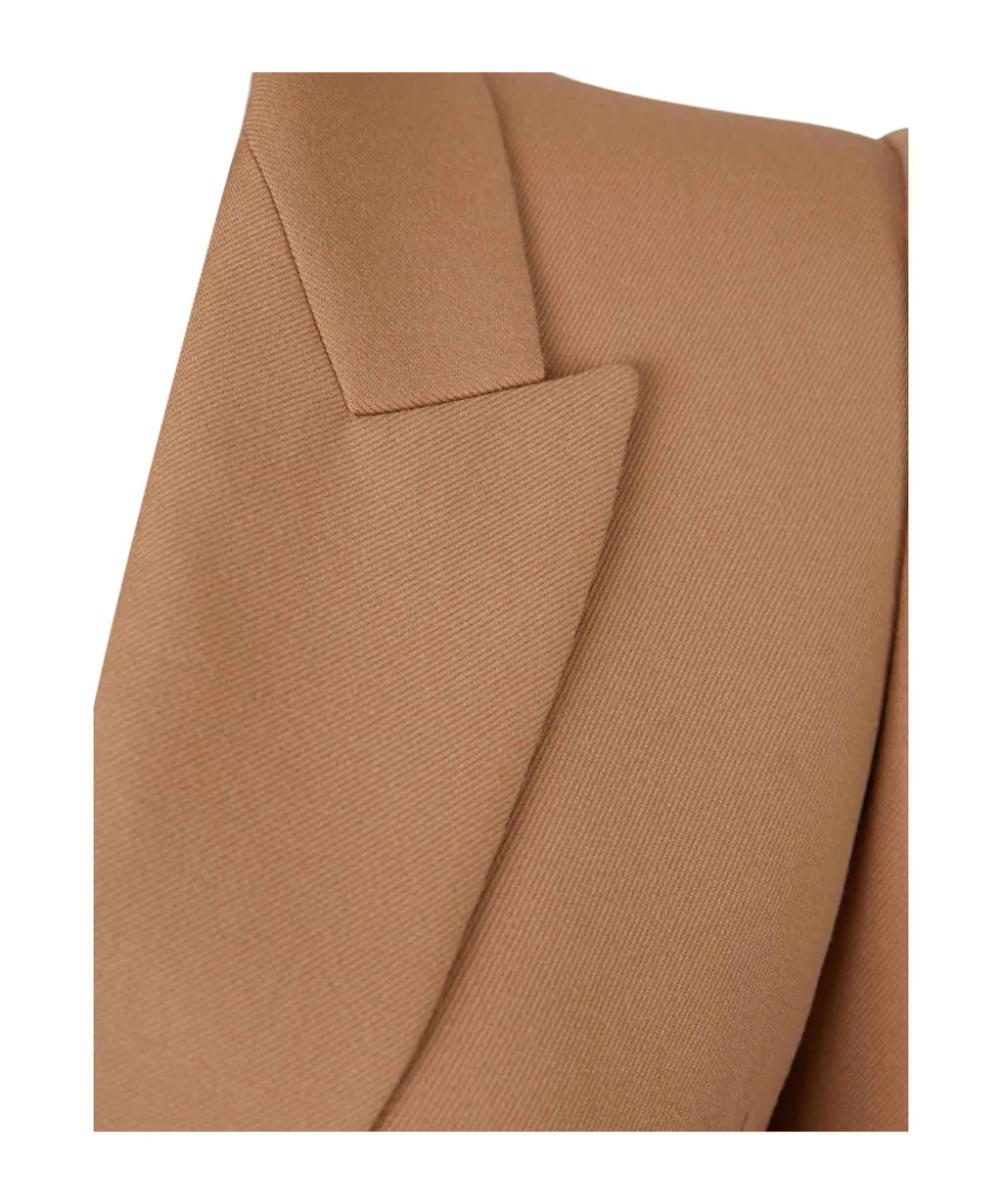 Peak-Lapel Button Wool Blazer